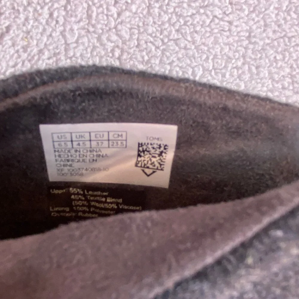 TOMS Lacy Bootie Grey Wool Leather Booties Sz 6.5 - Picture 7 of 9